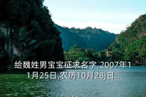 給魏姓男寶寶征求名字,2007年11月25日,農(nóng)歷10月28j日...