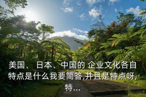 美國、 日本、中國的 企業(yè)文化各自特點是什么我要簡答,并且是特點呀,特...