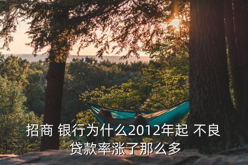 招商 銀行為什么2012年起 不良 貸款率漲了那么多