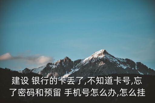 建設手機銀行手機號丟了怎辦銀行,手機銀行之前的手機號丟了怎么換?