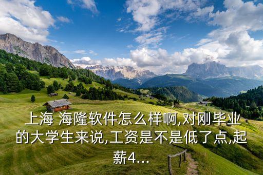  上海 海隆軟件怎么樣啊,對剛畢業(yè)的大學生來說,工資是不是低了點,起薪4...