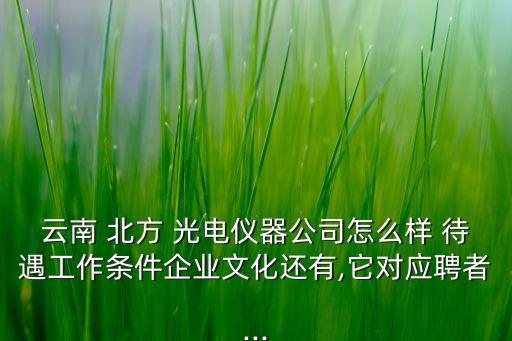 云南 北方 光電儀器公司怎么樣 待遇工作條件企業(yè)文化還有,它對應(yīng)聘者...