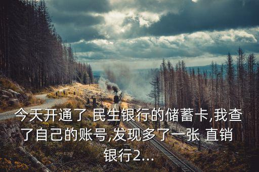 今天開通了 民生銀行的儲(chǔ)蓄卡,我查了自己的賬號(hào),發(fā)現(xiàn)多了一張 直銷 銀行2...