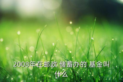 2008年在郵政 儲蓄辦的 基金叫什么