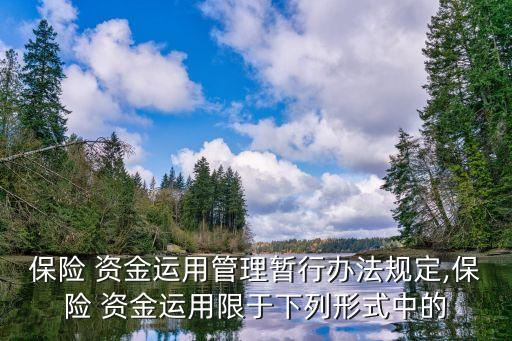 保險 資金運用管理暫行辦法規(guī)定,保險 資金運用限于下列形式中的