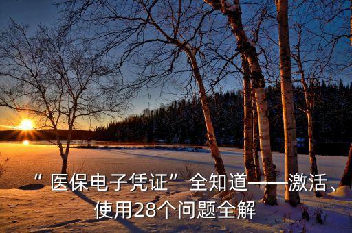 “ 醫(yī)保電子憑證”全知道——激活、使用28個(gè)問題全解