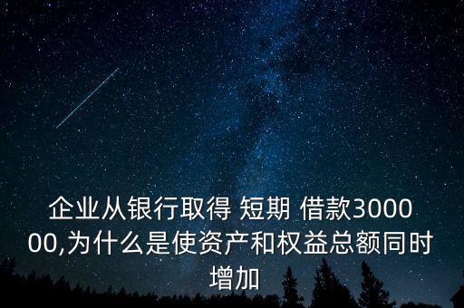 企業(yè)從銀行取得 短期 借款300000,為什么是使資產(chǎn)和權(quán)益總額同時 增加