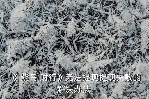 《 紫馬 財(cái)行》無(wú)法提現(xiàn)提現(xiàn)失敗的解決辦法