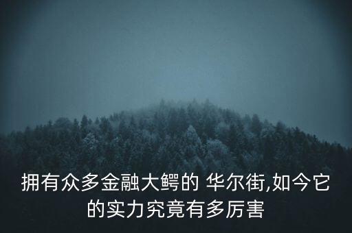 擁有眾多金融大鱷的 華爾街,如今它的實力究竟有多厲害