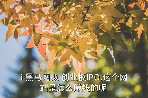 i 黑馬網(wǎng)擬 創(chuàng)業(yè)板IPO,這個網(wǎng)站是怎么賺錢的呢