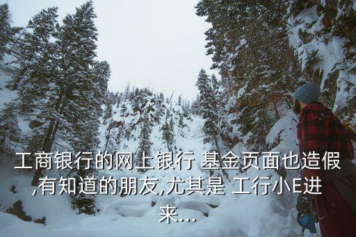 工商銀行的網(wǎng)上銀行 基金頁面也造假,有知道的朋友,尤其是 工行小E進(jìn)來...