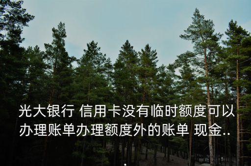  光大銀行 信用卡沒有臨時(shí)額度可以辦理賬單辦理額度外的賬單 現(xiàn)金...