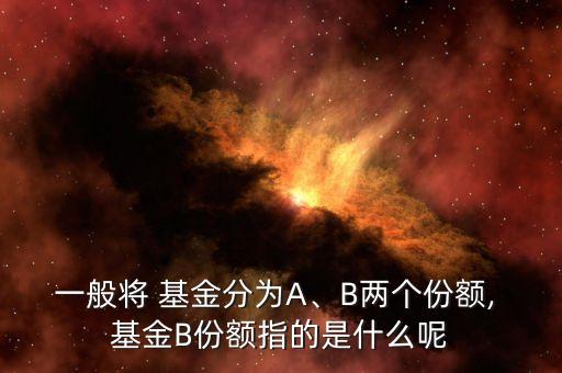 一般將 基金分為A、B兩個份額, 基金B(yǎng)份額指的是什么呢