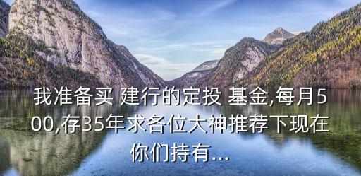 我準(zhǔn)備買 建行的定投 基金,每月500,存35年求各位大神推薦下現(xiàn)在你們持有...