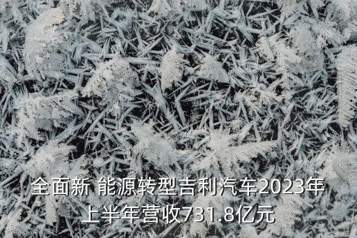 全面新 能源轉(zhuǎn)型吉利汽車2023年上半年?duì)I收731.8億元