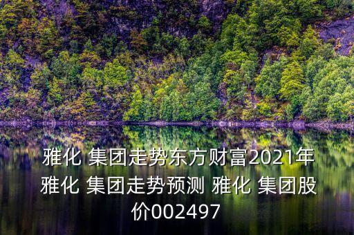  雅化 集團(tuán)走勢東方財富2021年 雅化 集團(tuán)走勢預(yù)測 雅化 集團(tuán)股價002497