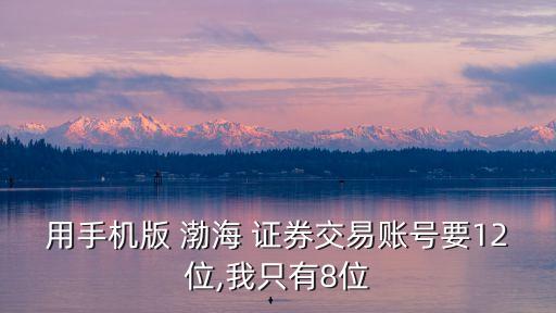 用手機(jī)版 渤海 證券交易賬號(hào)要12位,我只有8位