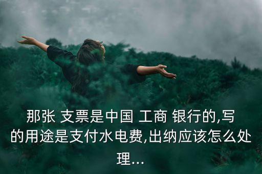 那張 支票是中國(guó) 工商 銀行的,寫(xiě)的用途是支付水電費(fèi),出納應(yīng)該怎么處理...