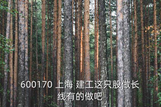 600170 上海 建工這只股做長(zhǎng)線有的做吧