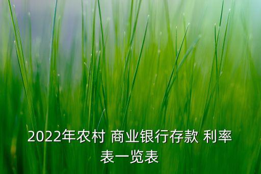 2022年農(nóng)村 商業(yè)銀行存款 利率表一覽表