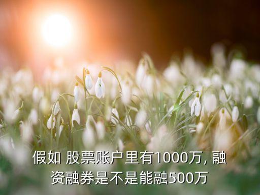 假如 股票賬戶里有1000萬, 融資融券是不是能融500萬