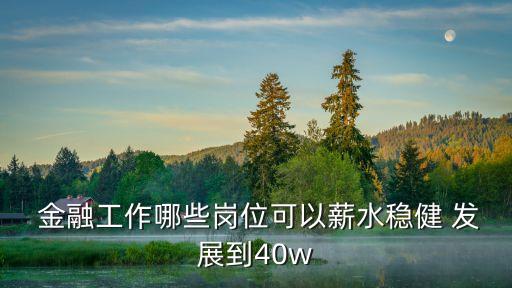  金融工作哪些崗位可以薪水穩(wěn)健 發(fā)展到40w