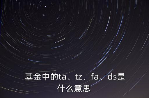  基金中的ta、tz、fa、ds是什么意思