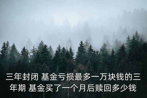 三年封閉 基金虧損最多一萬塊錢的三年期 基金買了一個(gè)月后贖回多少錢