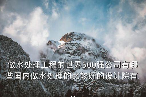 做水處理工程的世界500強公司有哪些國內(nèi)做水處理的比較好的設(shè)計院有...