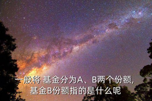 一般將 基金分為A、B兩個份額, 基金B(yǎng)份額指的是什么呢