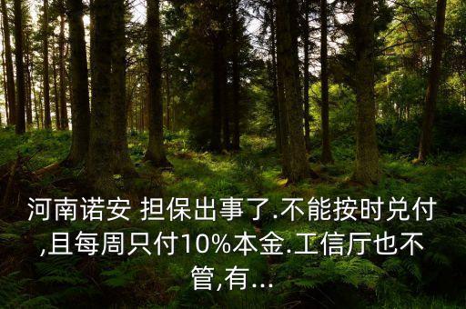 河南諾安 擔保出事了.不能按時兌付,且每周只付10%本金.工信廳也不管,有...