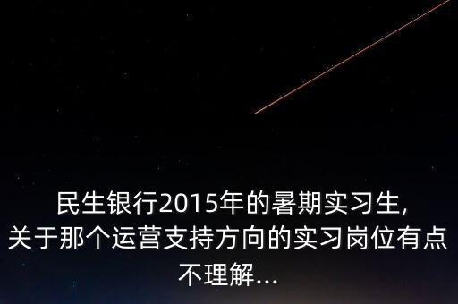  民生銀行2015年的暑期實習(xí)生,關(guān)于那個運(yùn)營支持方向的實習(xí)崗位有點不理解...