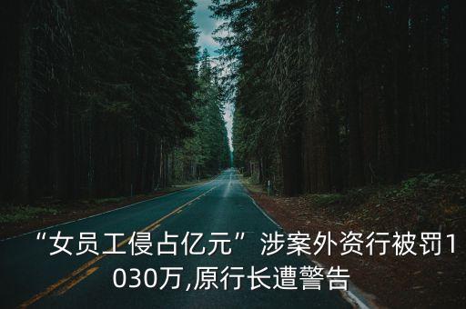 “女員工侵占億元”涉案外資行被罰1030萬(wàn),原行長(zhǎng)遭警告