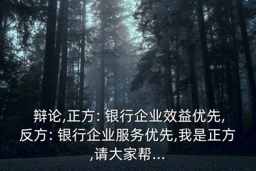  辯論,正方: 銀行企業(yè)效益優(yōu)先,反方: 銀行企業(yè)服務優(yōu)先,我是正方,請大家?guī)?..