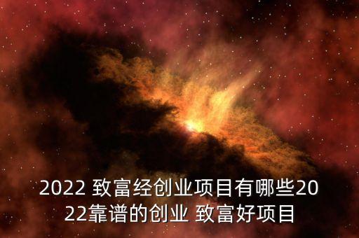 2022 致富經(jīng)創(chuàng)業(yè)項目有哪些2022靠譜的創(chuàng)業(yè) 致富好項目