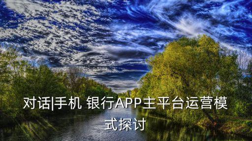 對話|手機 銀行APP主平臺運營模式探討