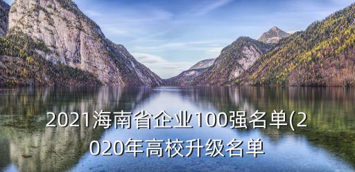 2021海南省企業(yè)100強(qiáng)名單(2020年高校升級名單