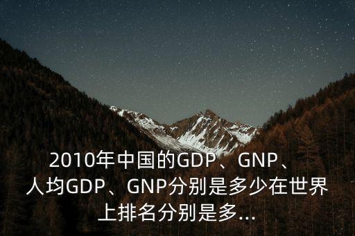 2010年中國的GDP、GNP、 人均GDP、GNP分別是多少在世界上排名分別是多...