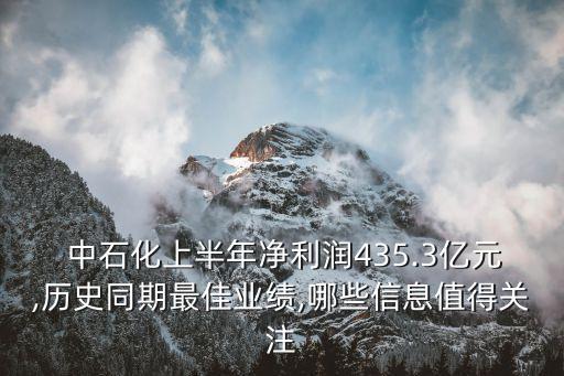  中石化上半年凈利潤(rùn)435.3億元,歷史同期最佳業(yè)績(jī),哪些信息值得關(guān)注