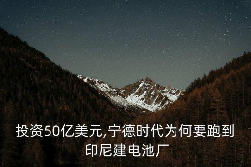 投資50億美元,寧德時代為何要跑到 印尼建電池廠