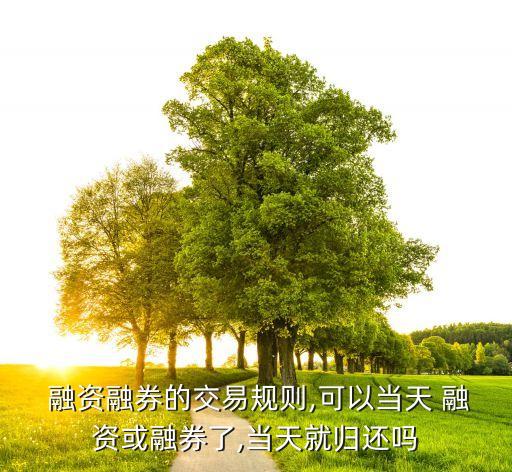  融資融券的交易規(guī)則,可以當天 融資或融券了,當天就歸還嗎