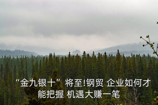 “金九銀十”將至!鋼貿 企業(yè)如何才能把握 機遇大賺一筆