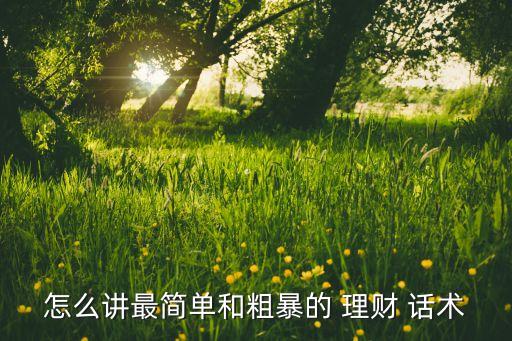 怎么講最簡單和粗暴的 理財 話術(shù)