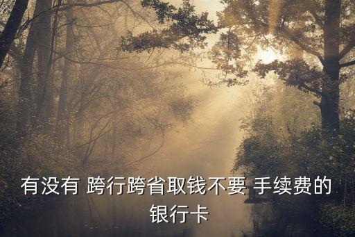 有沒(méi)有 跨行跨省取錢(qián)不要 手續(xù)費(fèi)的 銀行卡