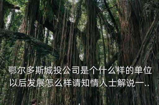  鄂爾多斯城投公司是個什么樣的單位以后發(fā)展怎么樣請知情人士解說一...