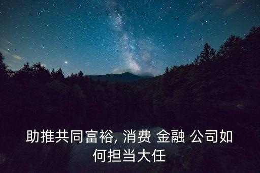 助推共同富裕, 消費 金融 公司如何擔(dān)當大任