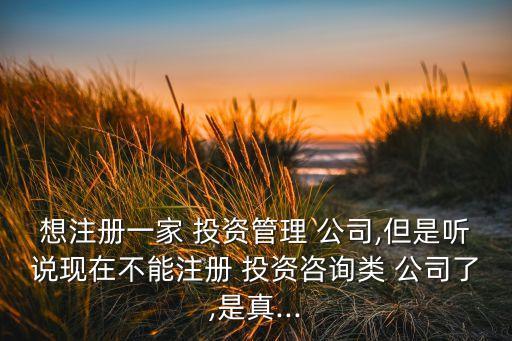 想注冊(cè)一家 投資管理 公司,但是聽說現(xiàn)在不能注冊(cè) 投資咨詢類 公司了,是真...