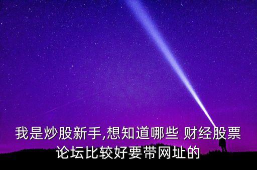 我是炒股新手,想知道哪些 財經股票論壇比較好要帶網(wǎng)址的