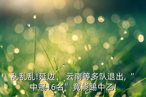 亂亂亂!延邊、 云南等多隊(duì)退出,“中冠16名”竟能踢中乙!