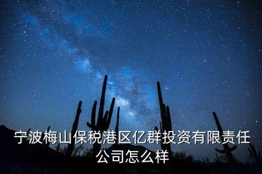  寧波梅山保稅港區(qū)億群投資有限責(zé)任 公司怎么樣